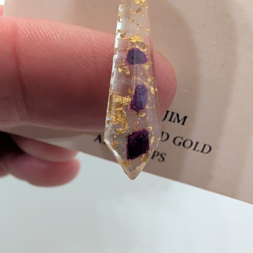 (3) Pair Pierced 23K Hammered Gold inside Dangle Earrings Arrowhead Blue Purple - Picture 10 of 15